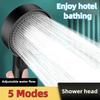 5 Modes Pressure Boost Shower Head Multifunction Adjustable Large Water Shower Nozzle Massage Bathroom Accessory Rain Shower