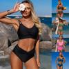 2026 Europese en Amerikaanse Nieuwe Gesplitste Bikini Zwempak Dames Effen Kleur Sexy Sport Zwempak Direct Leverbaar