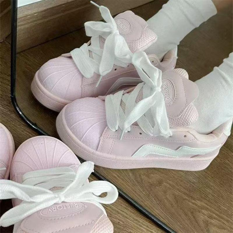 Pink shell head classic bread shoes women's autumn new student little white shoes versatile casual board shoes