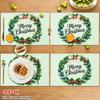 4pcs Merry Christmas Wreath Printed Placemats Insulated Suitable for Festival Parties Home Kitchen Table Decor Cafe Hotel Decor And More Suitable