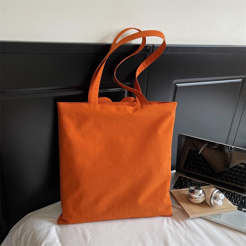 Student Cartoon Shoulder Bag Women's Large Capacity Solid Color Tote Bag