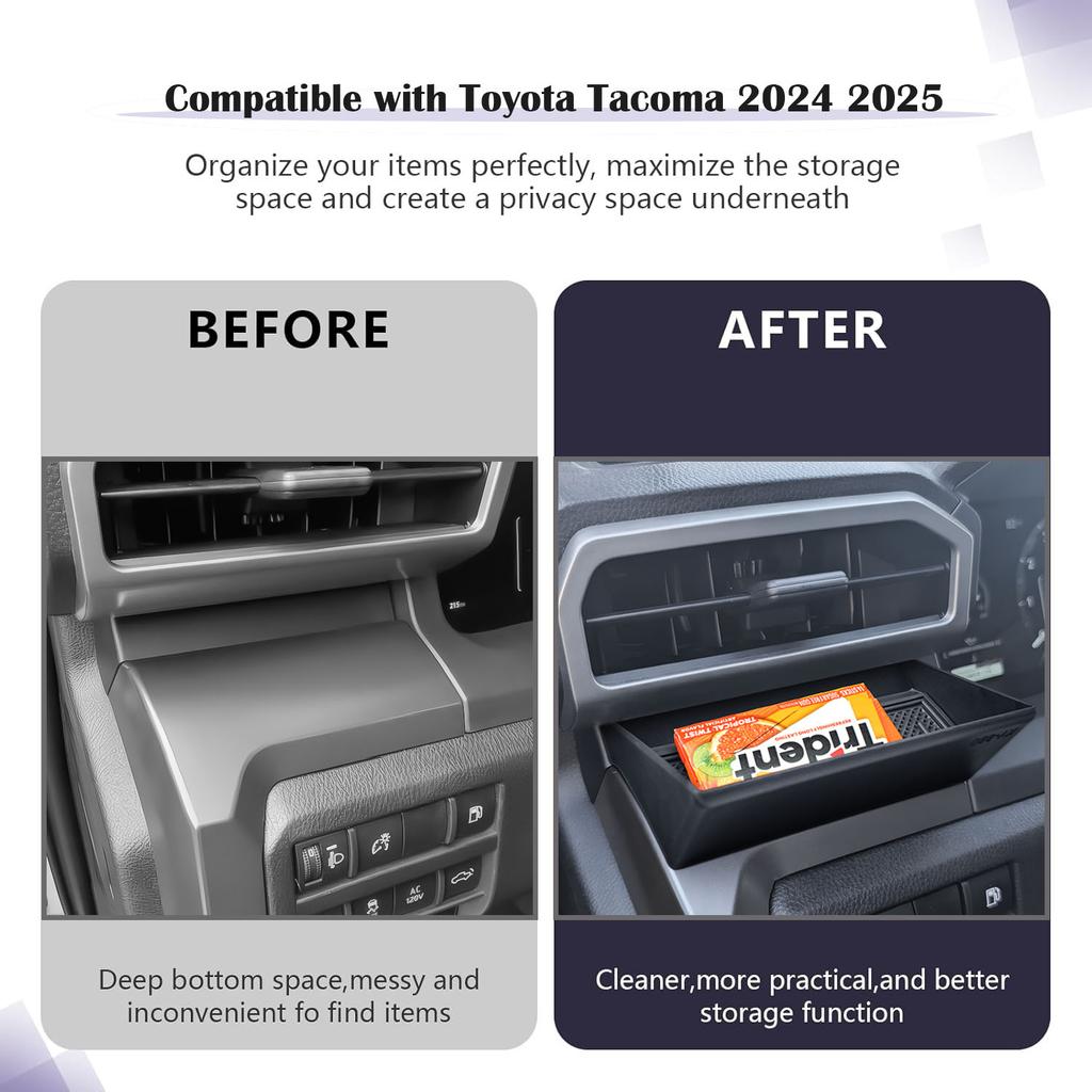HGWEI Car Air Vent Storage Box for Toyota Tacoma 2025 2025 Accessories Center Console Coin Key Card Holder Box Car Accessories