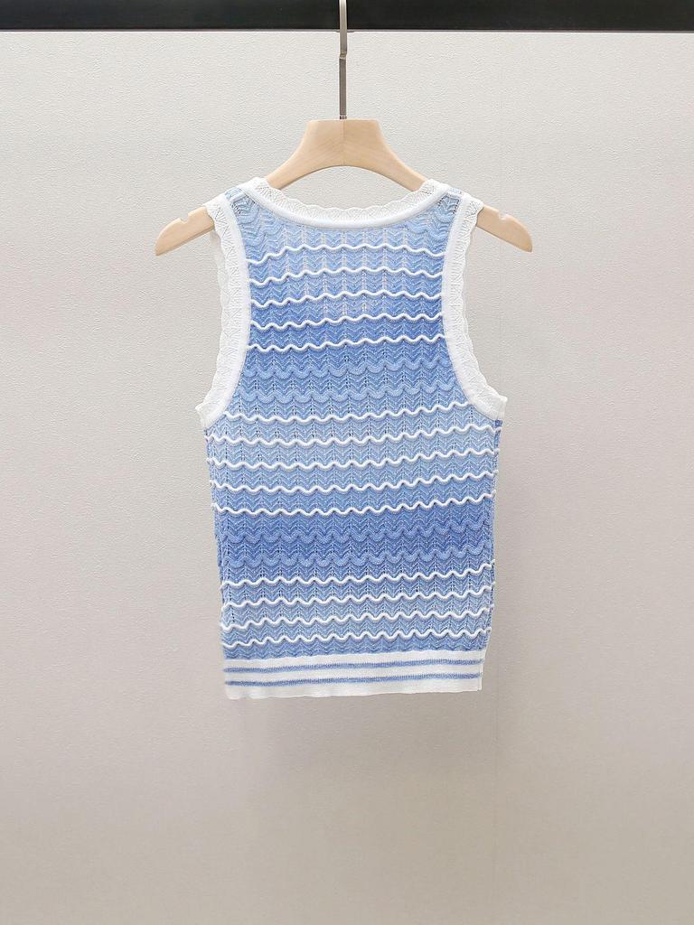 Nanyou Gradient Color Sweet Slim Textured Knit Vest for Women