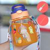 Water bottle1011 new children's cartoon straw cup strap handle portable plastic cup baby cute water cup