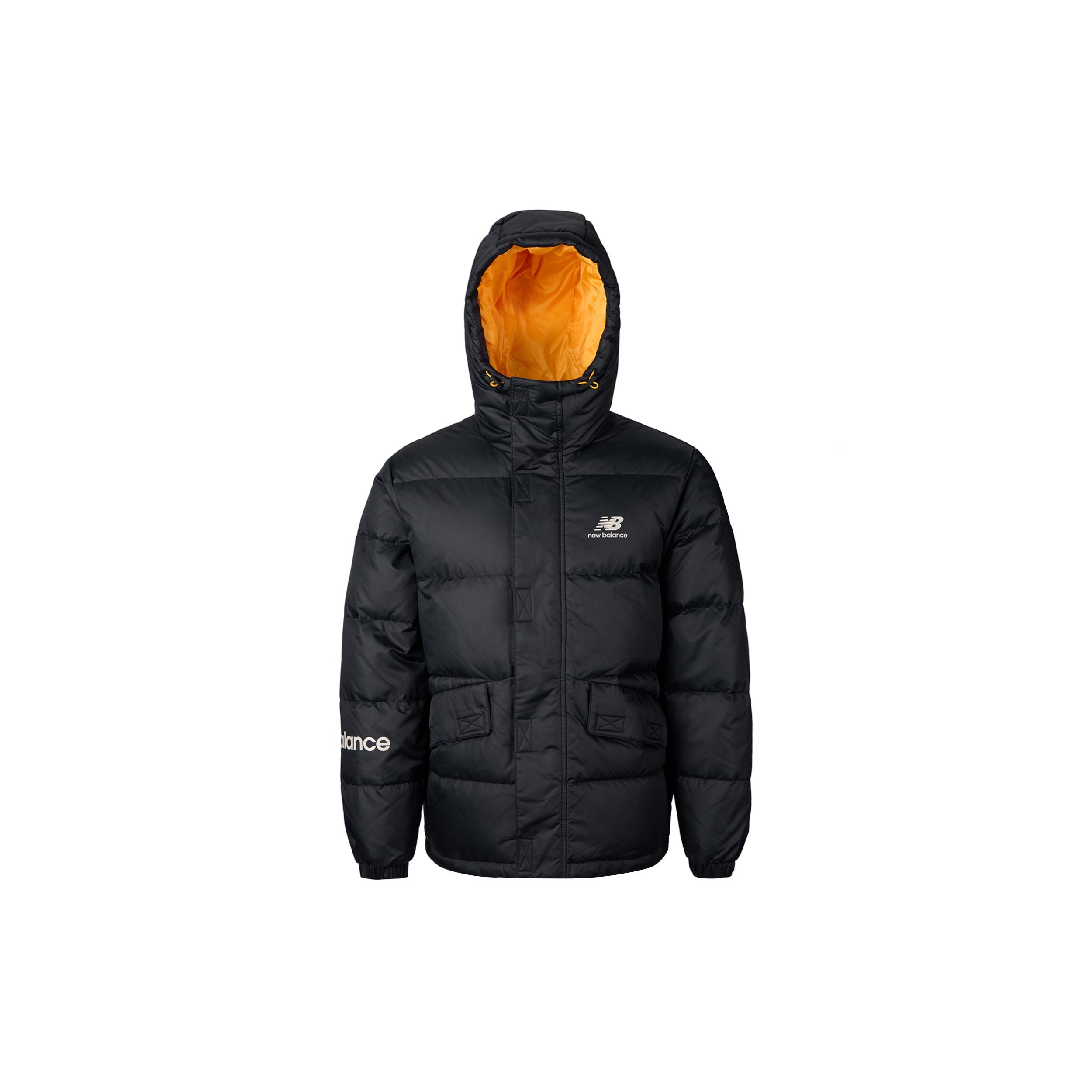 New Balance Logo Print Down Jacket Asia Sizing  Black Orange  Men s AMJ13334-BK L