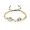 Colorful Drip Oil Smiley Star Beaded Bracelet with Natural Freshwater Pearls