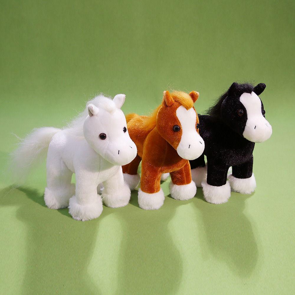 PP Cotton Fine Horse Plush Toy Fluffy Long Hair Horse Stuffed Doll New Year