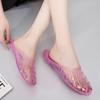 Non-slip and Deodorant Crystal Plastic Cool Slippers Women's Flat Bottom Hollow Hole Shoes Bag Head Beach Seaside Bathroom Bath Shoes