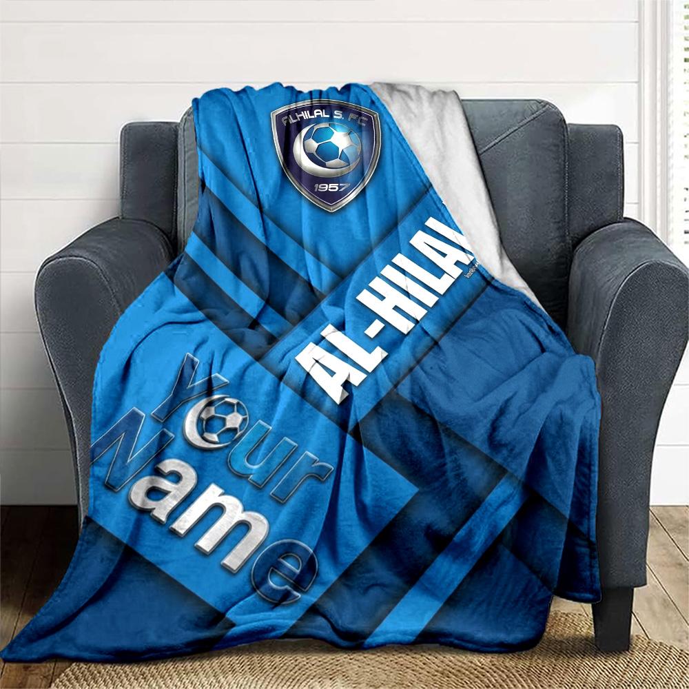 Name Custom Al-Hilal Print Flannel Blanket High Quality Warm Comfortable Cover for All Seasons Perfect for Gifts Home Decor