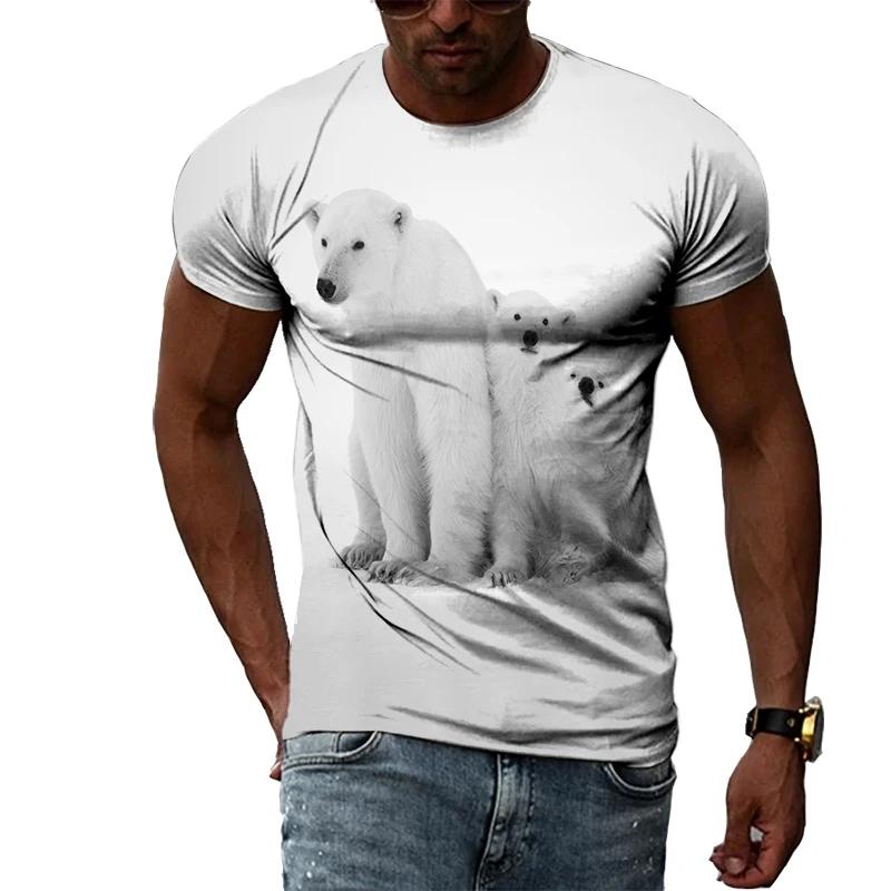 Letní móda Polar Bear Image Pánské ležérní tričko s 3D tiskem Hip-hop personalizované kulatý výstřih Top s krátkým rukávem