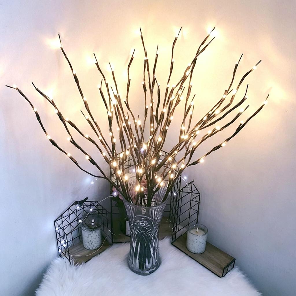 1Pcs 20LED Artificial Birch Tree Branch Lights Bendable Twig Night Lights for Homestay Indoor Vase Holiday & Festival Home Decor