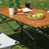 OEING Wood Grain Roll-Up Camping Table