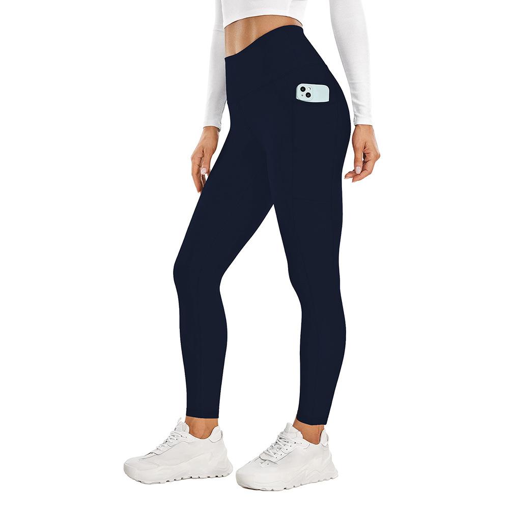 Pocketed Autumn and Winter Fleece-lined Leggings for Women Autumn and Winter High-waisted Outerwear Fitness Yoga Pants