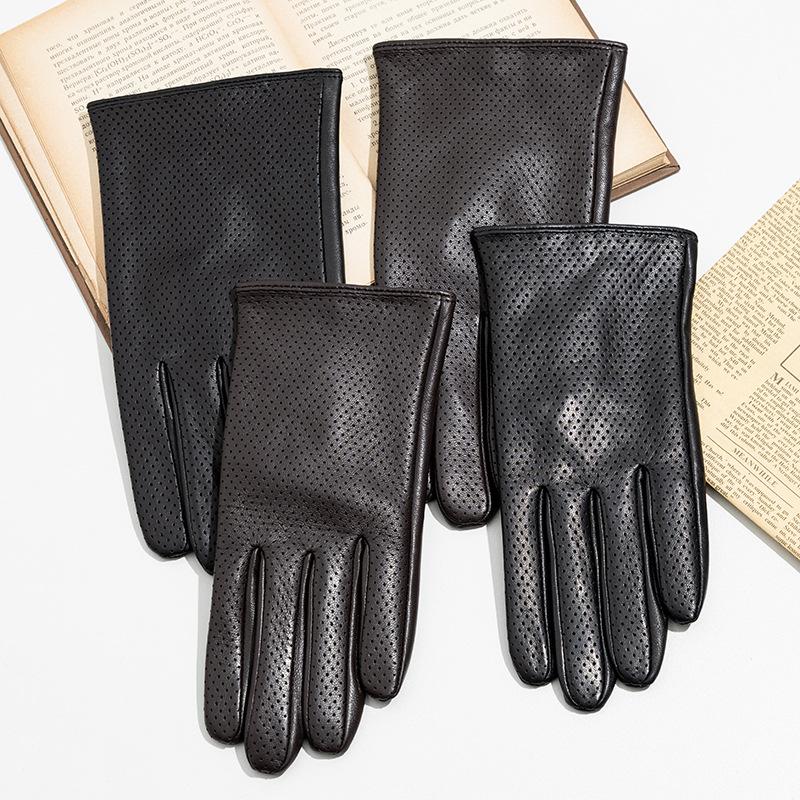Men's and Women's Sheepskin Genuine Leather Gloves Couple Honeycomb Gloves Simple and Warm In Winter Fashionable for Cycling and Commuting
