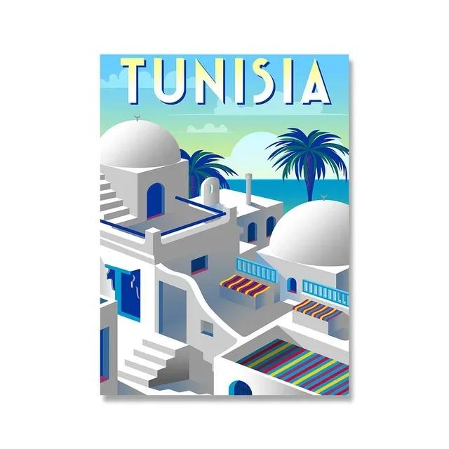 Nordic Vintage Travel Cities Poster Africa Morocco Arabic Landscape Canvas Painting For Living Room Israel Wall Art Decorative