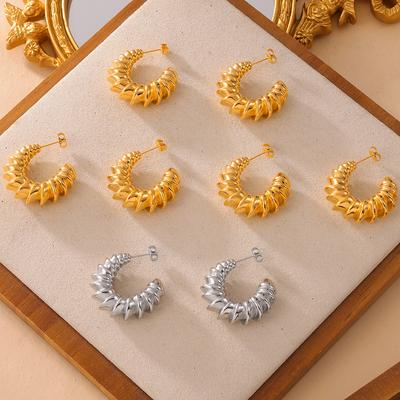 Croissant Ohrringe Titanstahl 18K Vergoldet Schmuck Twist Verdrillter Faden C-förmige Ohrringe Schmuck