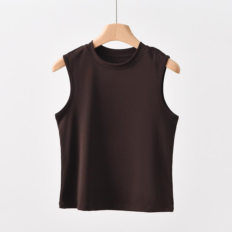 Tencel Lyocell Women's Sleeveless Knit Vest - Loose Round Neck Slimming Top