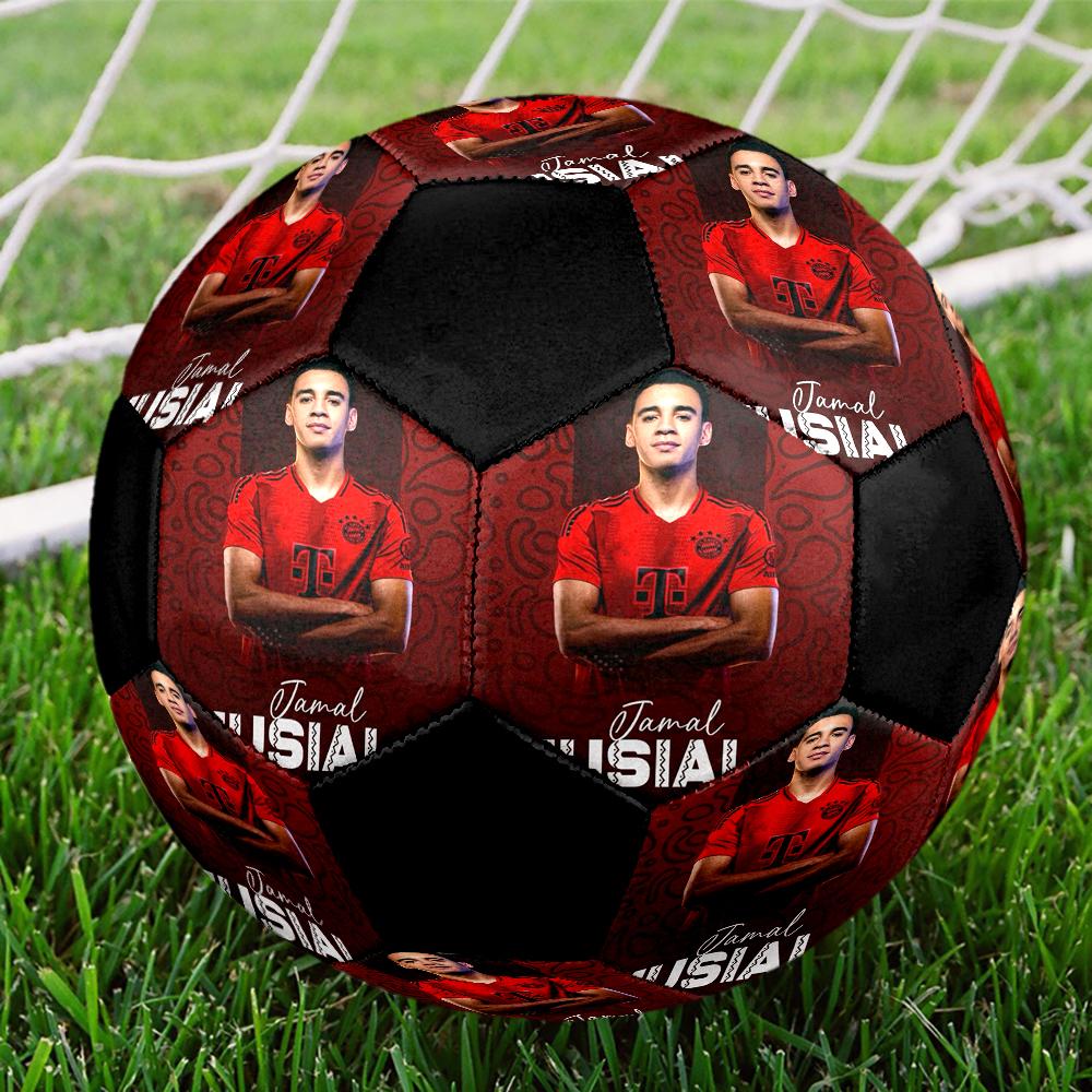 Jamal Musiala Ballon de Football en Salle Coloré Couture Machine PVC Taille 5 Entraînement d'Équipe Prêt pour la Compétition Durable Haut Rebond Cadeau Sportif Cool