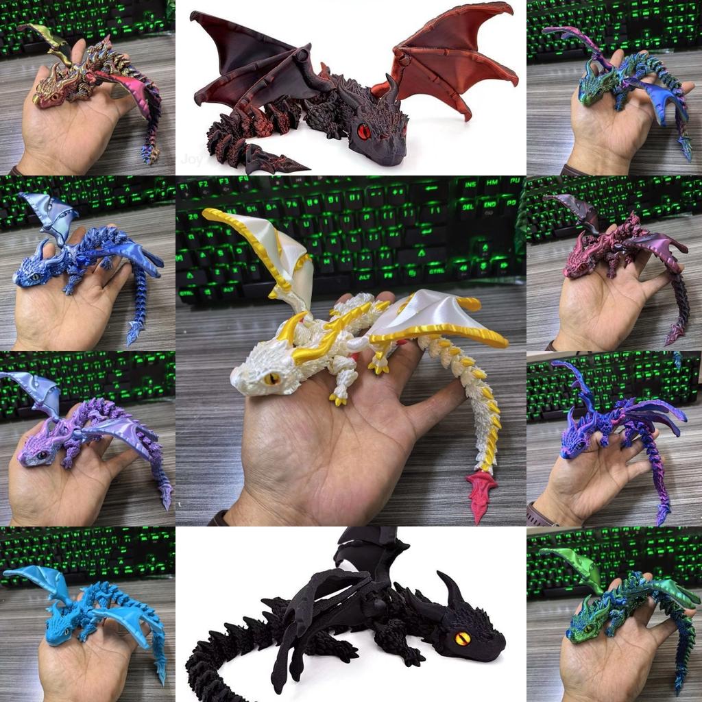 30CM 3D Printed Simulated Eyes Flying Joints Can Move Dragon Baby Ornaments Rockery Fish Tank Landscaping Decoration
