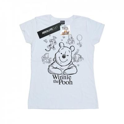 Womens/Ladies Winnie The Pooh Collage Sketch Cotton T-Shirt