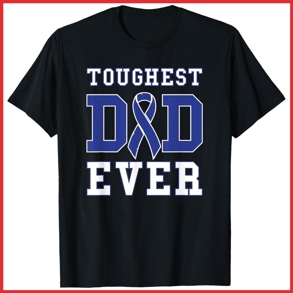 Toughest Dad Ever Colon Cancer Awareness Ribbon Black Cotton T-Shirt Unisex T-Shirt XXXXL