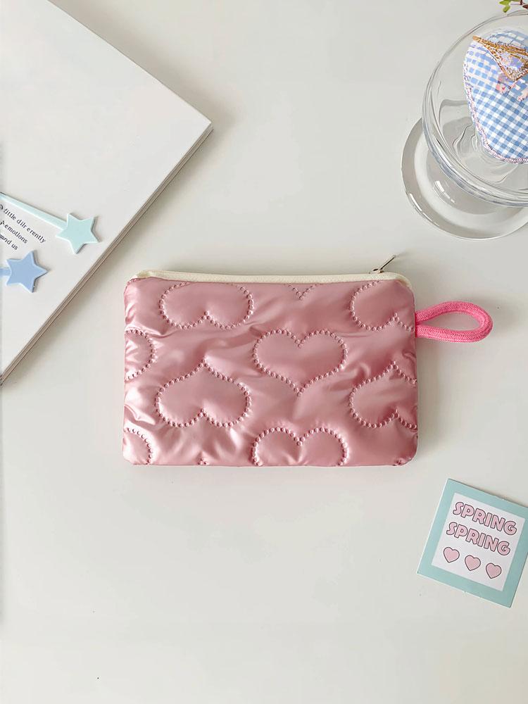 1PC autumn and winter bow silver gloss makeup bag small portable cute earphone data cable storage bag wallet