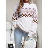 Women's Autumn/Winter 2025 Snowflake Half-High Collar Knit Sweater - European & American Style