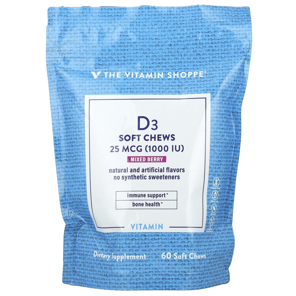 Vitamin D3, Mixed Berry, 25Mcg (1,000Iu), 60 Soft Chews