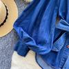 Damen Denim Hemdjacke Frühling Lässig Joker Locker Damen Oberbekleidung Koreanisches Temperament Damen Bluse Mantel