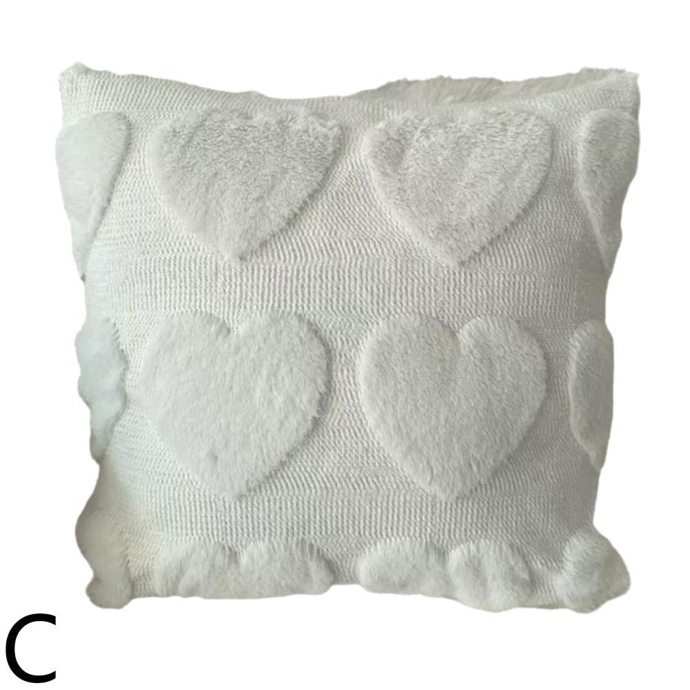 Heart-Shaped Pillow Covers for Valentine s Day - Plush Faux Fur, Embroidered Love Design, Pillow Cases for Home Decor