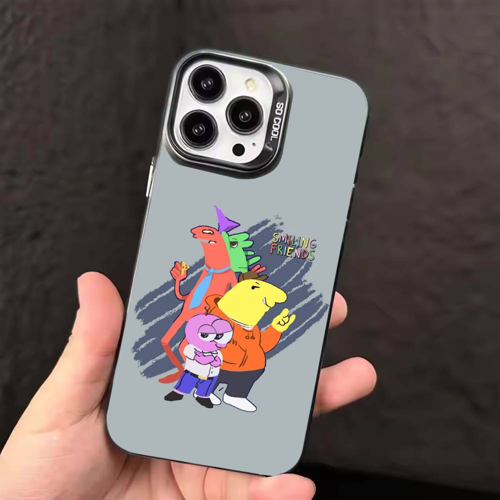 Cartoon S-Smiling friends Phone Case Color Silver Shell For IPhone 17 16 15 14 13 12 11 Pro Max Plus