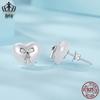 Aifle Simple Versatile S925 Sterling Silver Heart Bow Earrings for Women, Platinum-Plated, Heart-Shaped, Perfect for Commuting