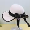 Summer Korean Style Butterfly Bow Straw Hat Large Brim Sun Hat For Beach Vacation Sun Protection