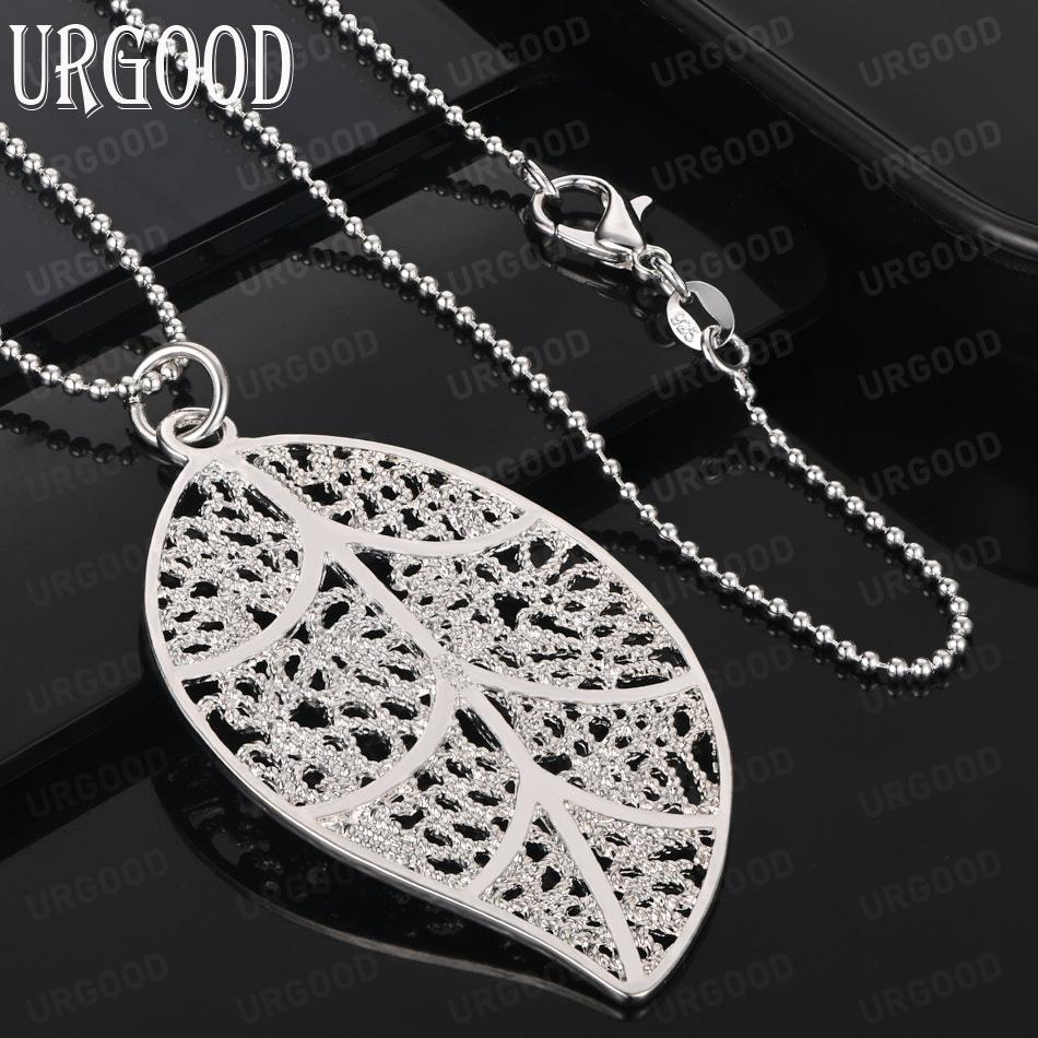 925 Sterling Silver Exquisite Artistic Openwork Leaf Pendant Necklace - Stylish Evening Jewelry