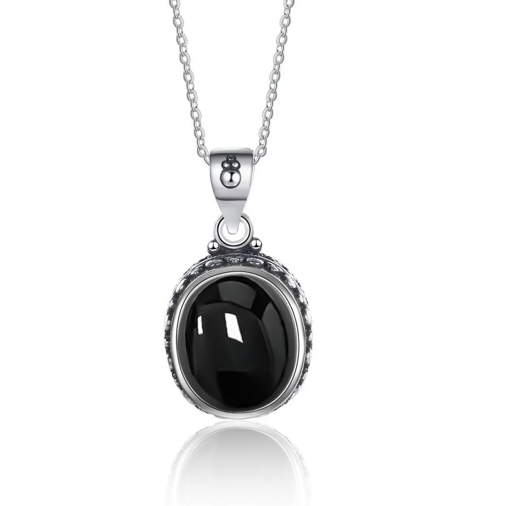 925 Sterling Silver Vintage Natural Labradorite Pendants Moonstone Oval 10*12MM Natural Stone Necklaces Gifts for Women Men