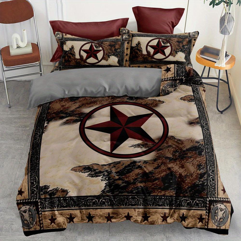 3pcs Duvet Cover Set, Rustic Western Cowboy Knight Printed Bedding Set, Soft Comfortable Duvet Cover, For Bedroom, Guest Room