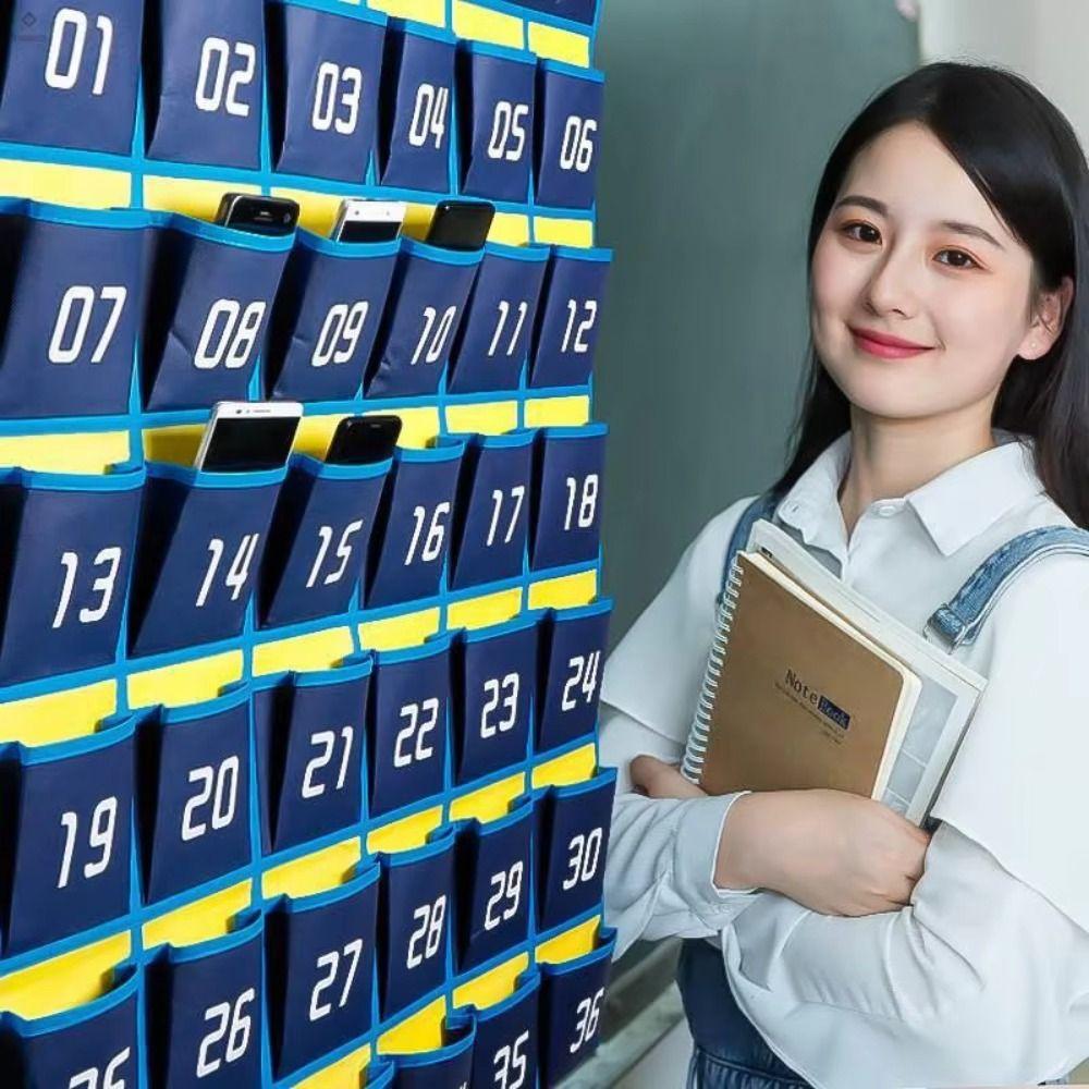 30/36/42/48 Grids Phone Hanging Bag Numbered Wall-mounted Phone Storage Bag Thickened Sundries Organizer Bag