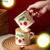 Cute Strawberry Pattern Mugs Gilding Edge Porcelain Cup Tableware Coffee Mug Dining Table Afternoon Tea Teacup Fruits Juice Cup