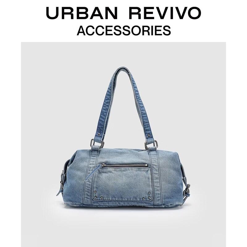 URBAN REVIVO Women s Washed Denim Shoulder Crossbody Bag One Size