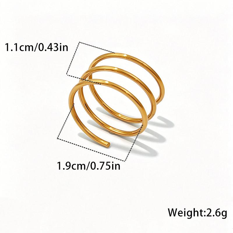 Stainless Steel Line Ring for Women Men Minimalist Exaggerated Geometric Wide Finger Ring Vintage Casual Versatile Jewelry Gift