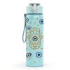 1 Stück Nazar Amulett Boho Nahtloser Druck 750ml Farbe Kunststoff Sport Wasserflasche Auslaufsicher Klappdeckel mit Strohhalm Geeignet für Sport Büro Zuhause