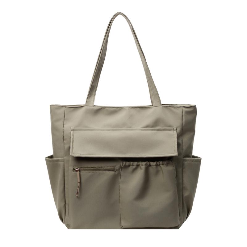 

Student Class Large Capacity Shoulder Bag Women s Solid Color Commuter Tote Bag зелений