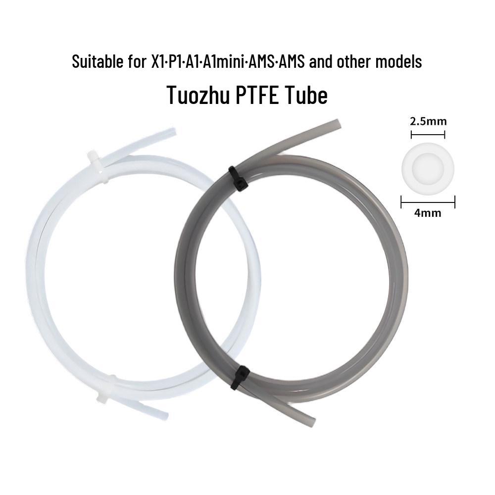 Tuozhu Teflon PTFE Tube for 3D Printers (P1P/X1C/A1A1mini) 2.5m PE Connector 2pcs