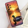 Cartoon Anime Entenmuster für Samsung A41 A35 A34 A33 A32 A25 A24 A23 A21s A06 A05 A04 A03 Note 10 20 Ultra 5G Schwarze Handyhülle