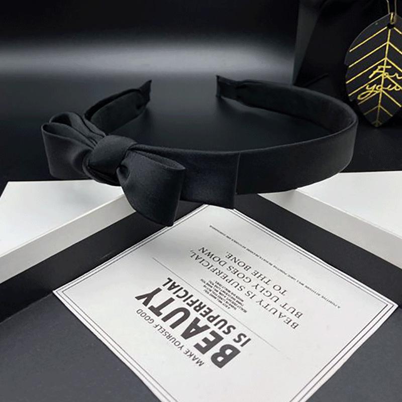 Black Narrow Edge Bow Hair Clip Headband for Women - Chic Fairy Style