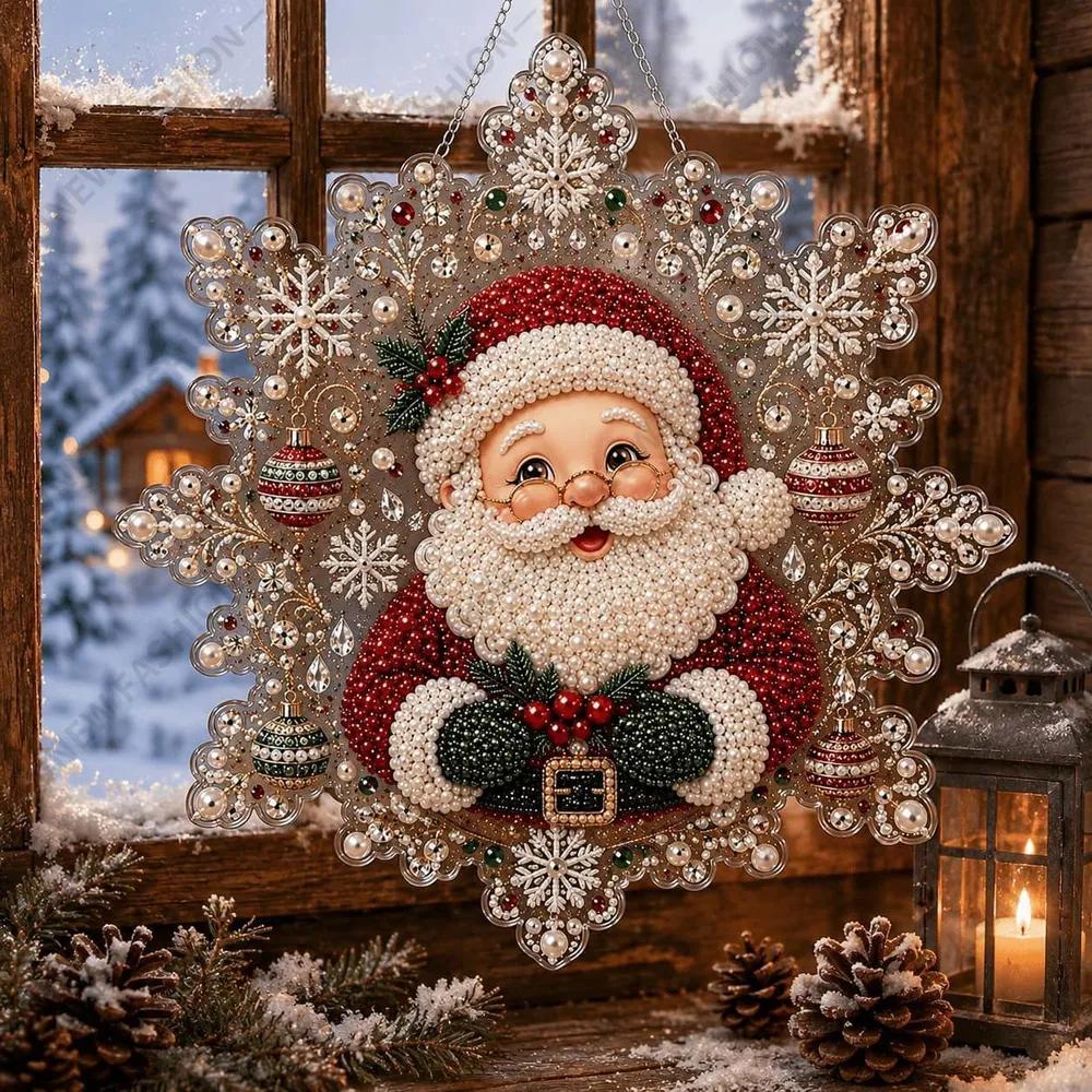 Set for diamond mosaic, acrylic pendant sun catcher Santa Claus 20 cm.
