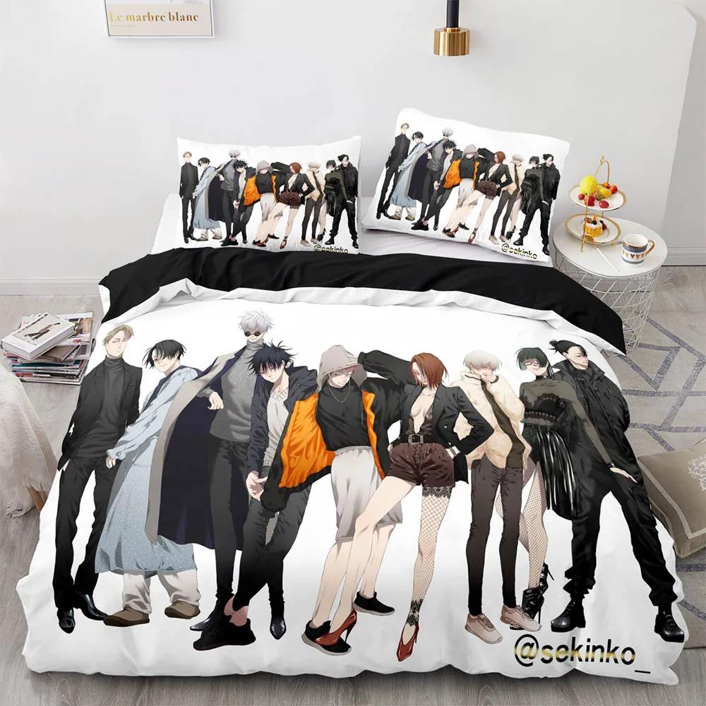 Jujutsu Kaisen Sängkläder Set Singel Twin Full Queen King Size Anime Sängset Vuxen Kawaii Barn Sovrum Påslakan Set 3D-tryck 048