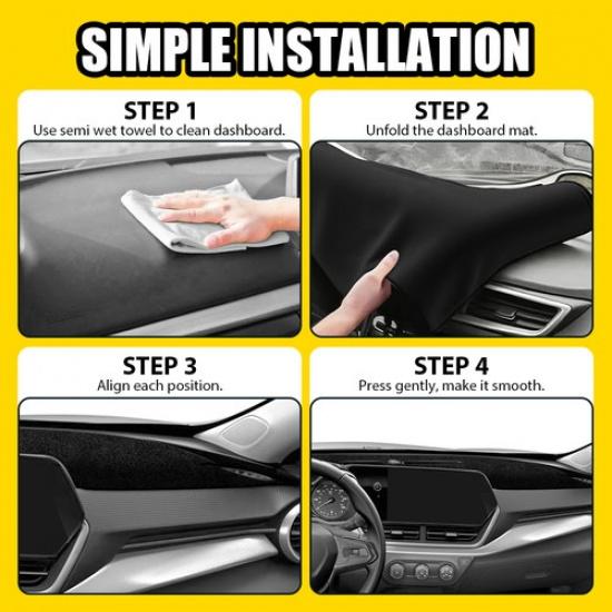 For Chevy Trax 2024-2025 Car Dashboard Dash Mat Non-slip Sun Shade Pad Black EXV