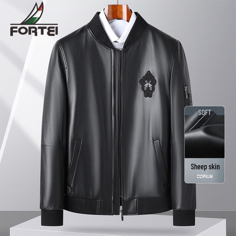 

Мужская куртка из натуральной овчины с бейсбольным воротником M