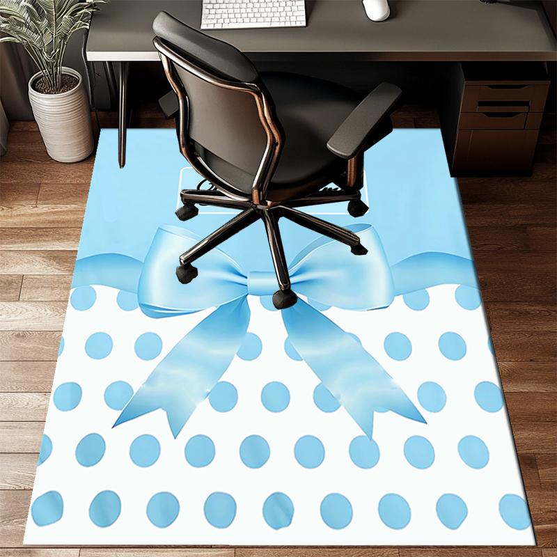 1PC Custom Name Blue Bow Polka Dots Theme Floor Mat Ideal for Living Room, Game Rooms, Office, Bedroom,Floor Mat Playful Design